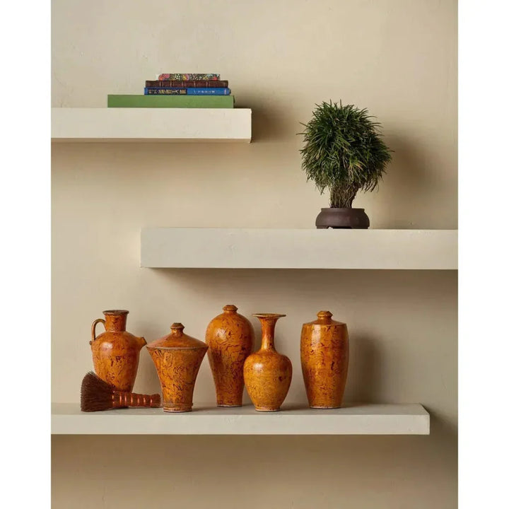 Romulus Porcelain Brown Vase Set of 5 - LOOMLAN - Currey & Co - Vases & Jars