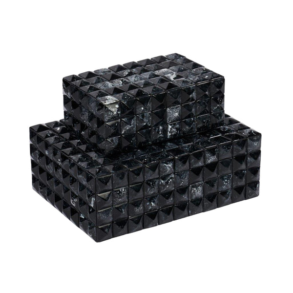 Ronan Black Faux Marble Box 2PC