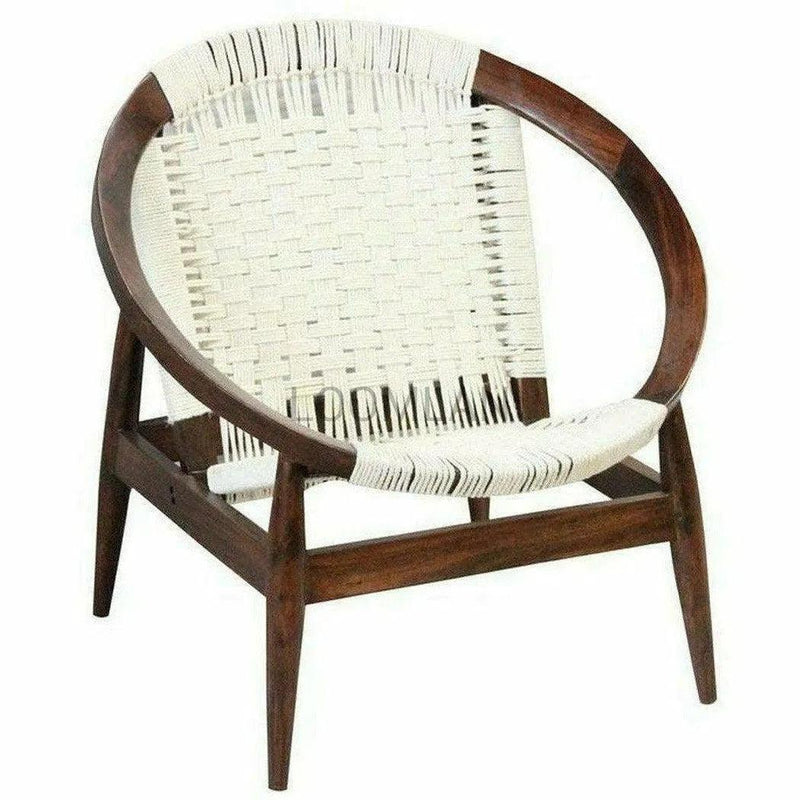 Rope Papasan Darkwash Barrel Accent Chair