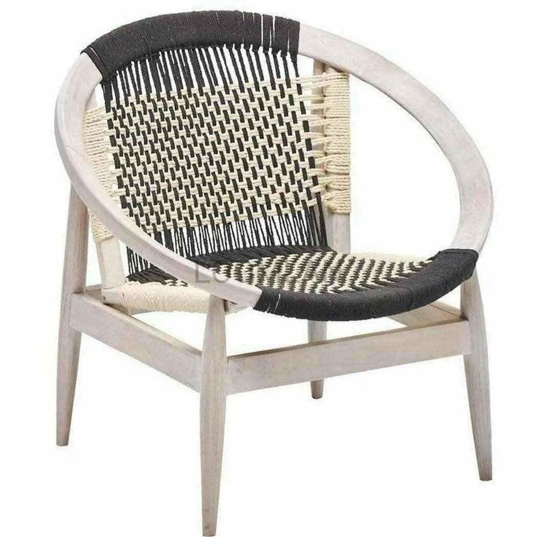 Rope Papasan White Barrel Accent Chair