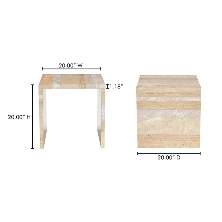 Rosa Marble Design Outdoor Accent Table - LOOMLAN