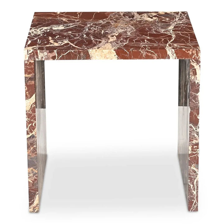 Rosa Marble Design Outdoor Accent Table - LOOMLAN