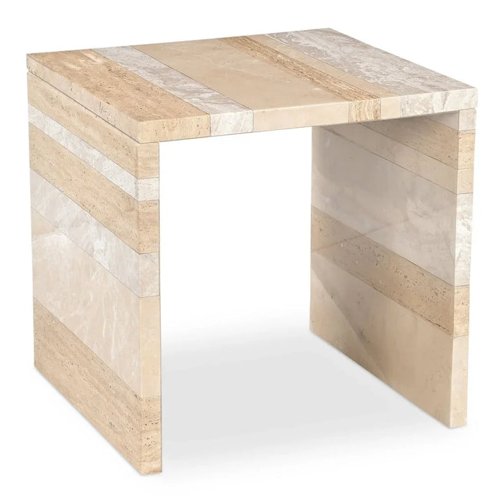 Rosa Marble Design Outdoor Accent Table - LOOMLAN