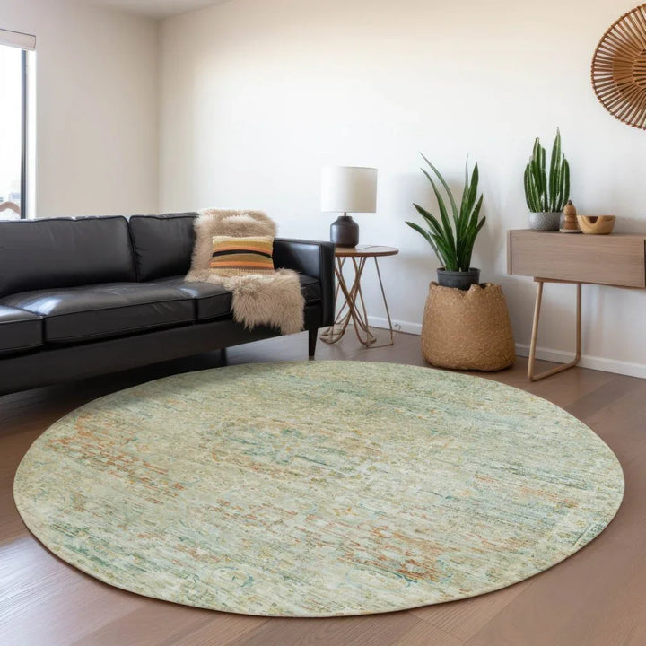 Rosantha Green Washable Indoor - Outdoor Rug - LOOMLAN - LOOMLAN Rugs - Outdoor Rugs