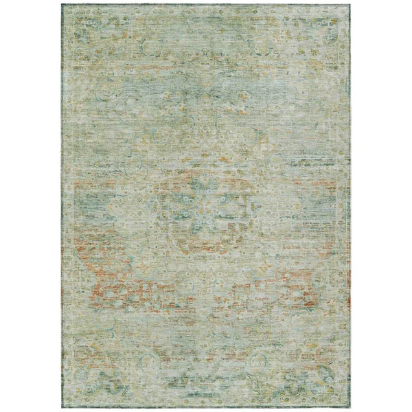 Rosantha Green Washable Indoor - Outdoor Rug - LOOMLAN - LOOMLAN Rugs - Outdoor Rugs