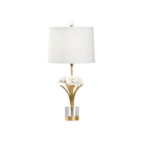 Rose Flowers Design With Tapered Drum Shade Table Lamp - LOOMLAN - Chelsea House - Table Lamps