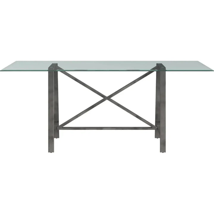 Ross Metal & Glass Silver Rectangular Dining Table-Dining Tables-Bassett Mirror-LOOMLAN