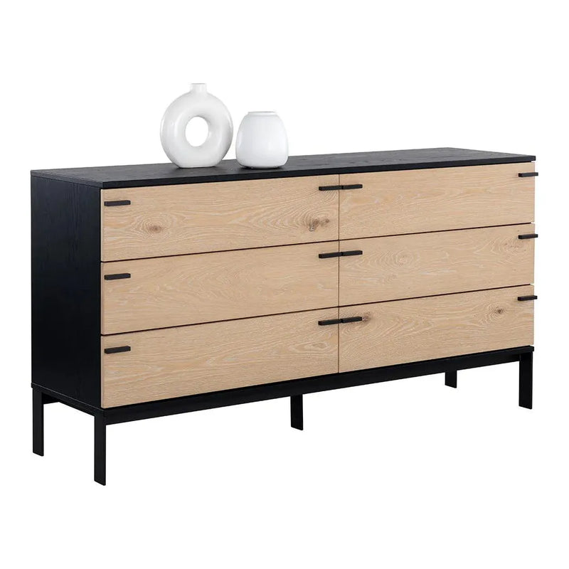 Rosso Dresser Wood Soft Closing Drawers-Dressers-SUNPAN-LOOMLAN