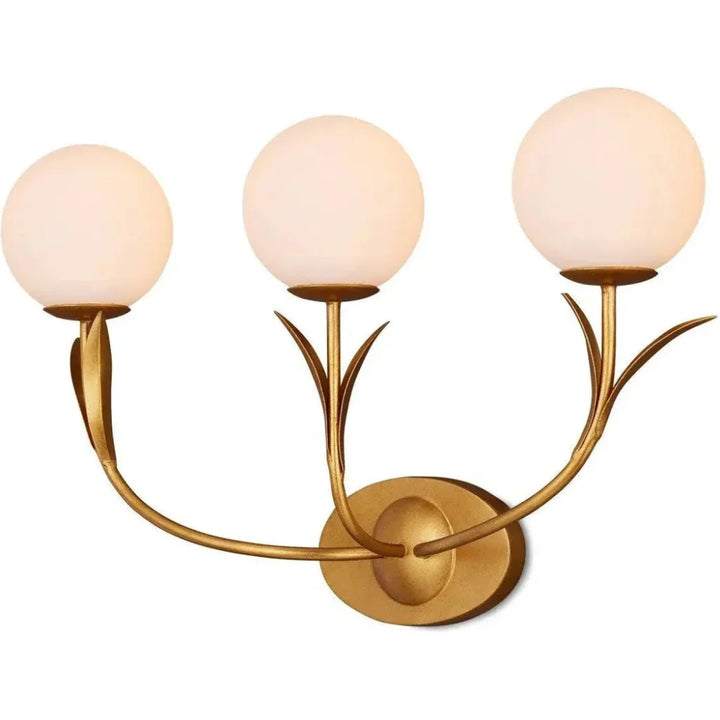 Rossville Triple - Light Iron & Glass Gold Wall Sconce - LOOMLAN - Currey & Co - Wall Sconces