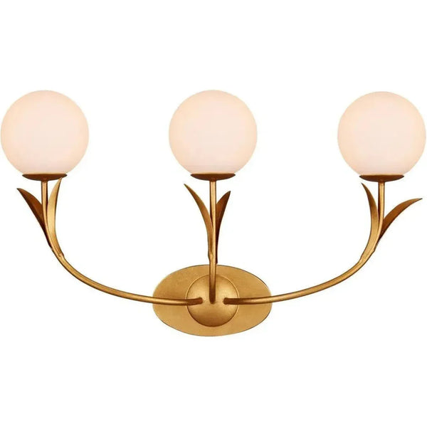 Rossville Triple - Light Iron & Glass Gold Wall Sconce - LOOMLAN - Currey & Co - Wall Sconces