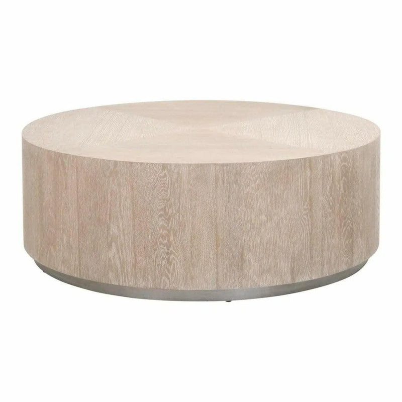 Roto Large Round Coffee Table Natural Oak and Silver Coffee Tables LOOMLAN By Essentials For Living