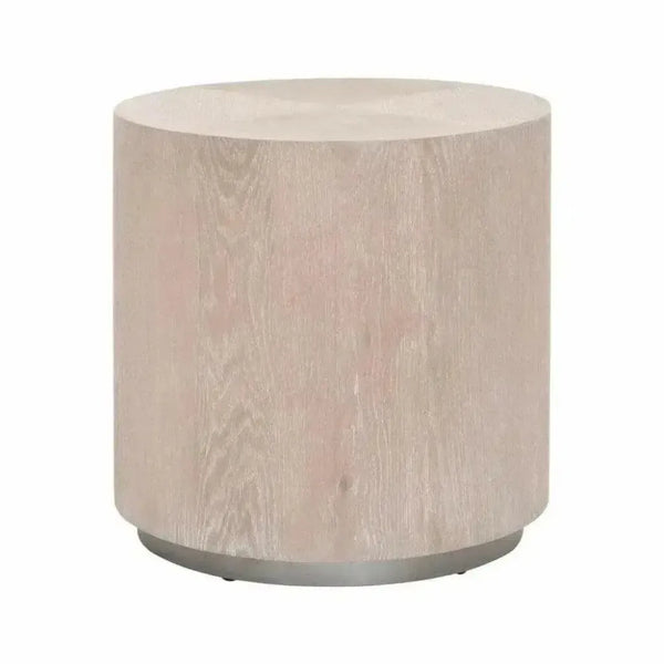 Roto Large Round Side Table Natural Oak and Silver - LOOMLAN - Essentials For Living - Side Tables