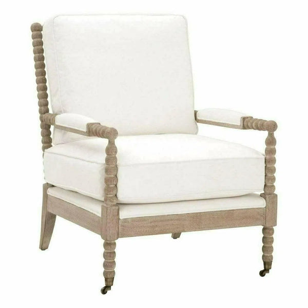 Rouleau LiveSmart Performance White Lounge Chair Wood Frame Club Chairs LOOMLAN By Essentials For Living