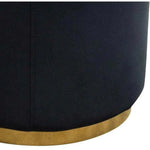 Round Accent Ottoman Black Velvet