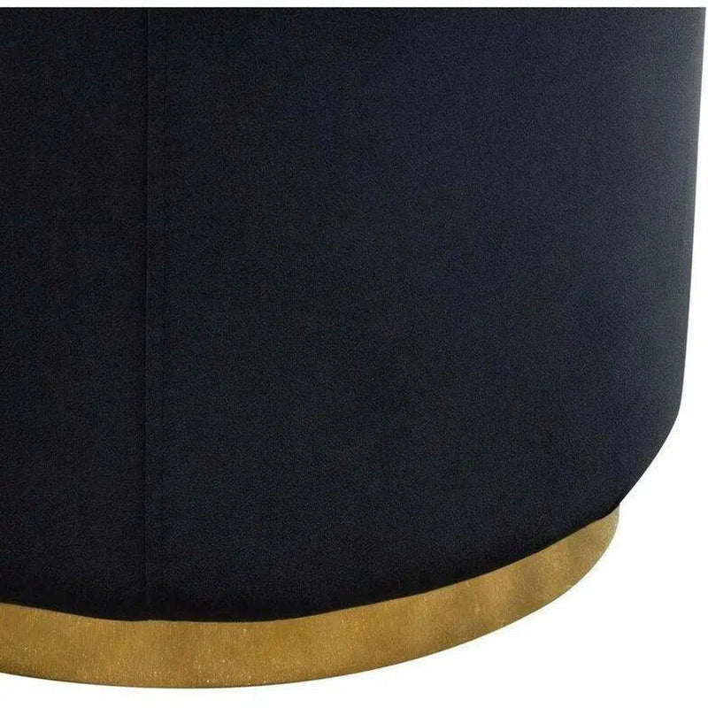 Round Accent Ottoman Black Velvet-Ottomans-Diamond Sofa-LOOMLAN