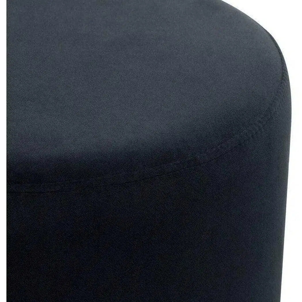 Round Accent Ottoman Black Velvet