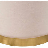 Round Accent Ottoman Blush Pink Velvet Gold Metal Band Accent Ottomans LOOMLAN By Diamond Sofa