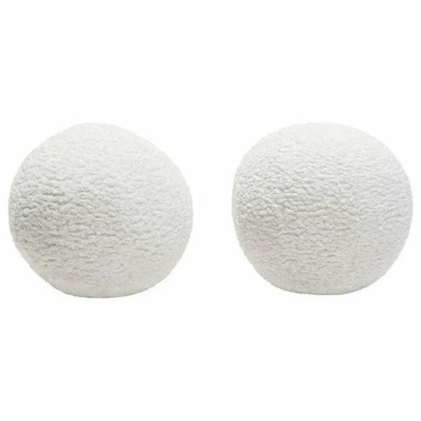 Round Accent Pillows White Faux - LOOMLAN - Diamond Sofa - Throw Pillows