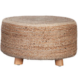 Round Accent Stool in Natural Jute Fiber-Poufs and Stools-Diamond Sofa-LOOMLAN