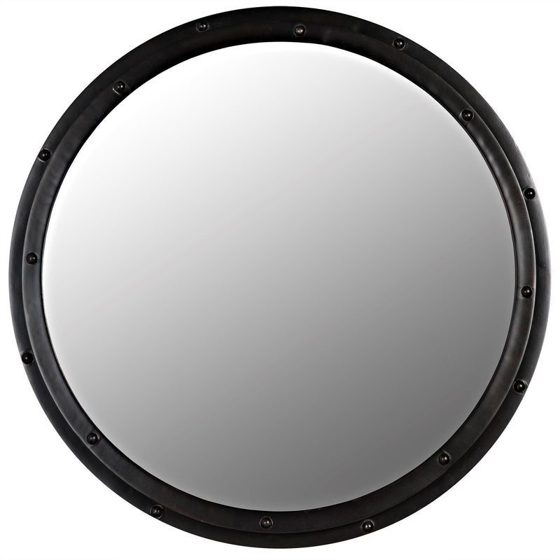 Round Black Steel Mirror-Wall Mirrors-Noir-LOOMLAN