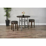 Round Brown Counter Height Dining Table