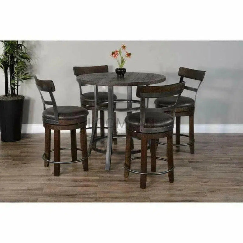 Round Brown Counter Height Dining Table