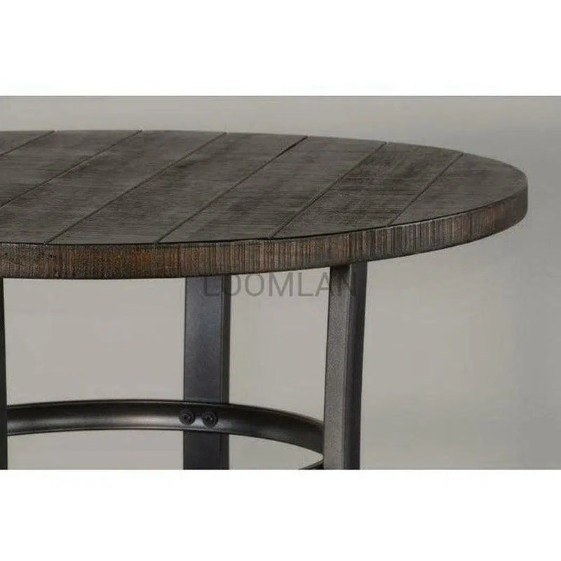 Round Brown Counter Height Dining Table