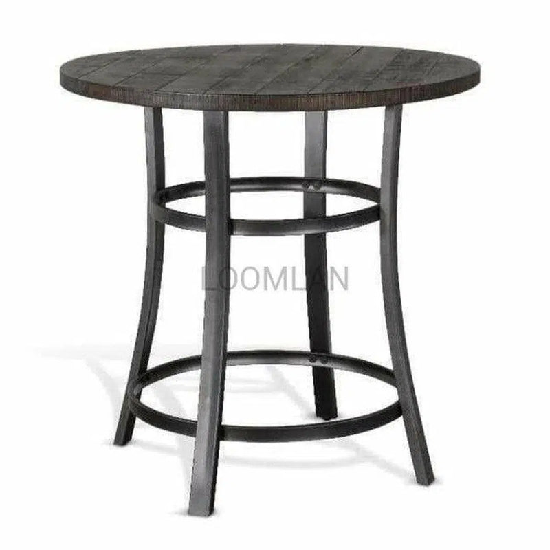 Round Brown Counter Height Dining Table