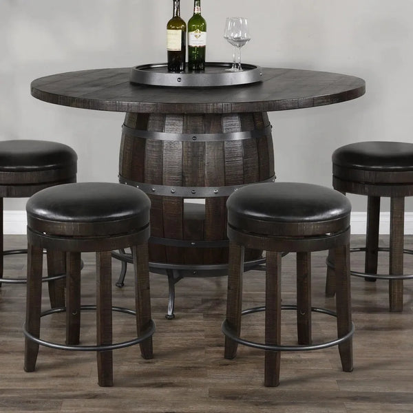 Round Counter Barrel Pub Table Stools 5 PC Set