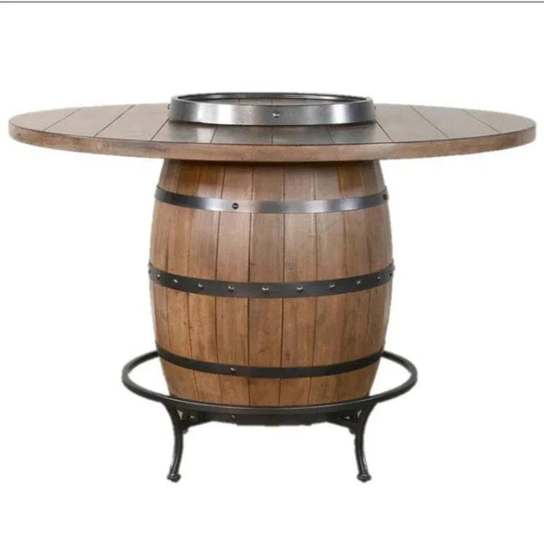 Round Counter Height Barrel Pub Table Warm Walnut - LOOMLAN - Sunny D - Counter Tables