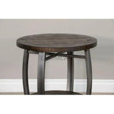 Round Dark Brown End Side Table with