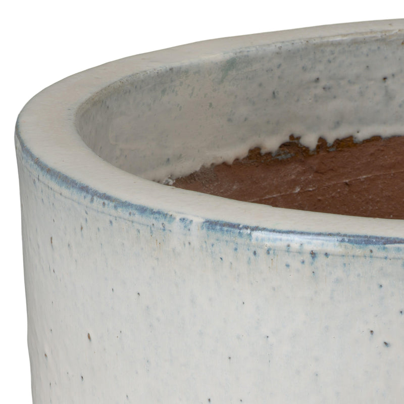 Round Distressed White Ceramic Planter