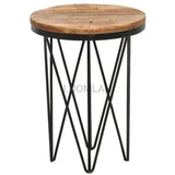 Round End Side Table Reclaimed Wood