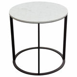 Round End Table Marble Top & Black Powder Coated Metal Base Side Tables LOOMLAN By Diamond Sofa