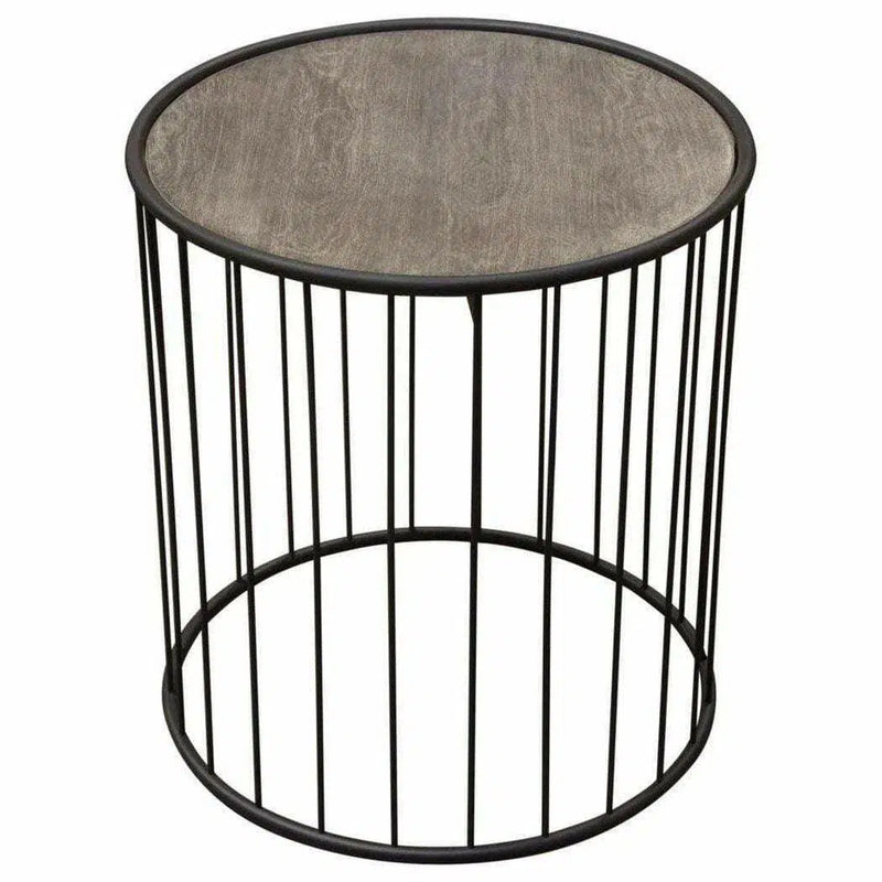 Round End Table with Grey OakTop