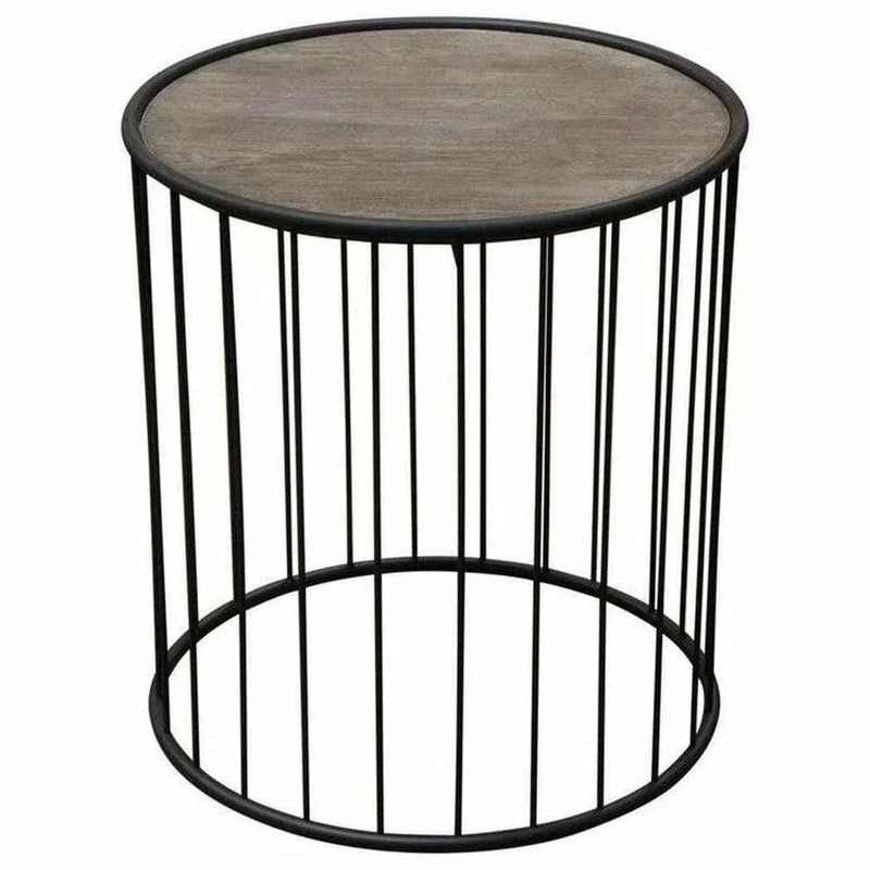 Round End Table with Grey OakTop