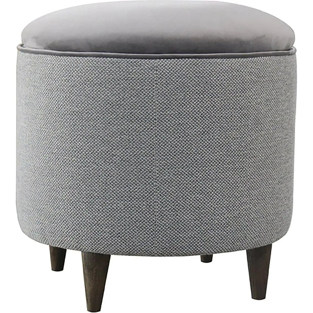 Round Grey Ottoman with Storage