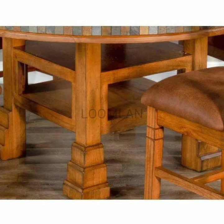 Round Height Dining Table Lazy Susan-Dining Tables-Sunny D-LOOMLAN