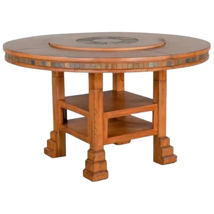 Round Height Dining Table Lazy Susan-Dining Tables-Sunny D-LOOMLAN