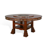 Round Height Table Set 4 Dining Chairs & Lazy Susan