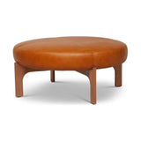 Round Leather Ottoman Coffee Table Manning