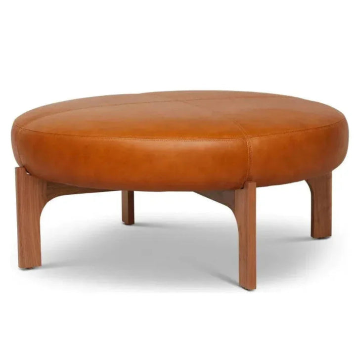 Round Leather Ottoman Coffee Table Manning - LOOMLAN - One For Victory - Coffee Tables