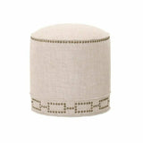 Round Marlow Ottoman Bisque French Linen Ottomans LOOMLAN By Essentials For Living