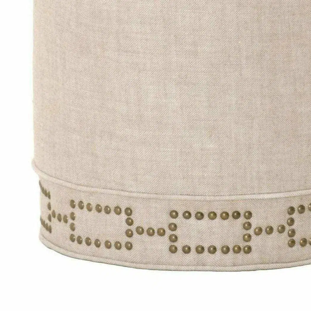 Round Marlow Ottoman Bisque French Linen