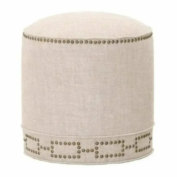 Round Marlow Ottoman Bisque French Linen - LOOMLAN - Essentials For Living - Poufs and Stools