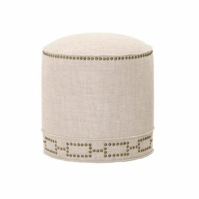 Round Marlow Ottoman Bisque French Linen