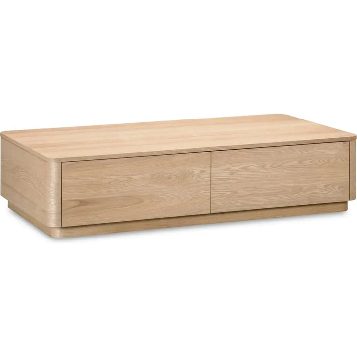 Round Off Wood Rectangular Coffee Table - LOOMLAN