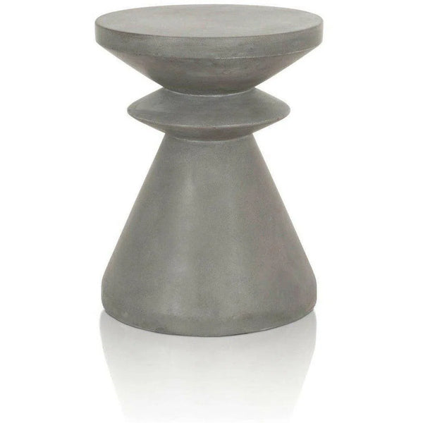Round Pawn Accent Table Slate Gray Concrete Outdoor Accessories LOOMLAN By Essentials For Living