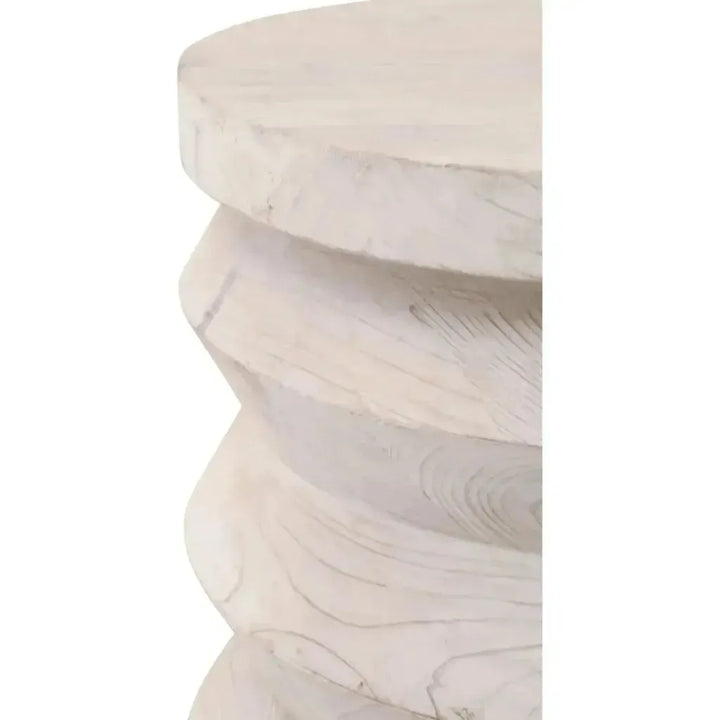 Round Pier Accent Table Reclaimed Pine Wood - LOOMLAN - Essentials For Living - Side Tables