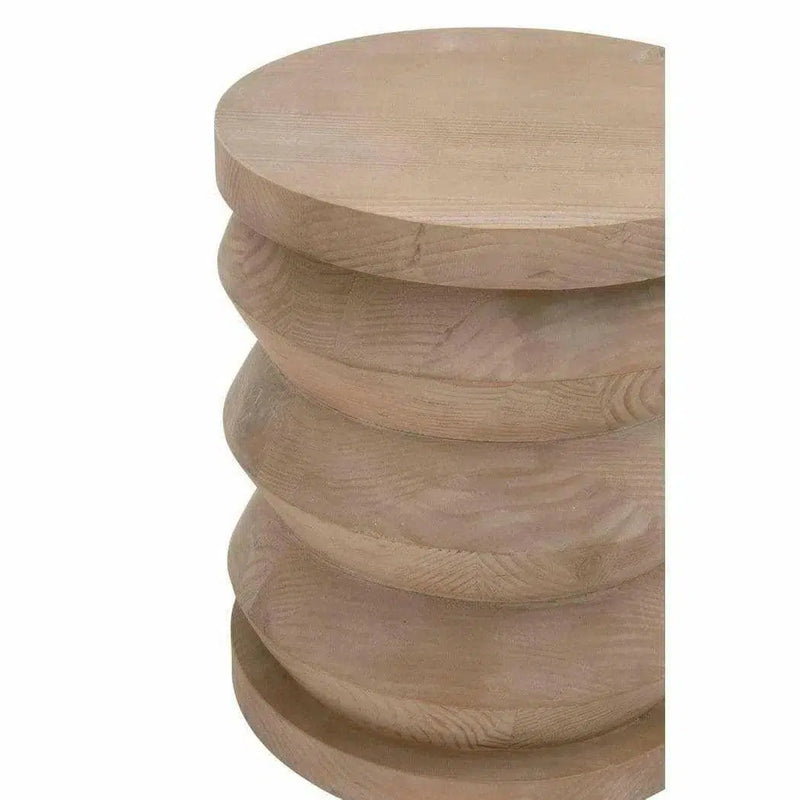 Round Pier Accent Table Reclaimed Pine Wood